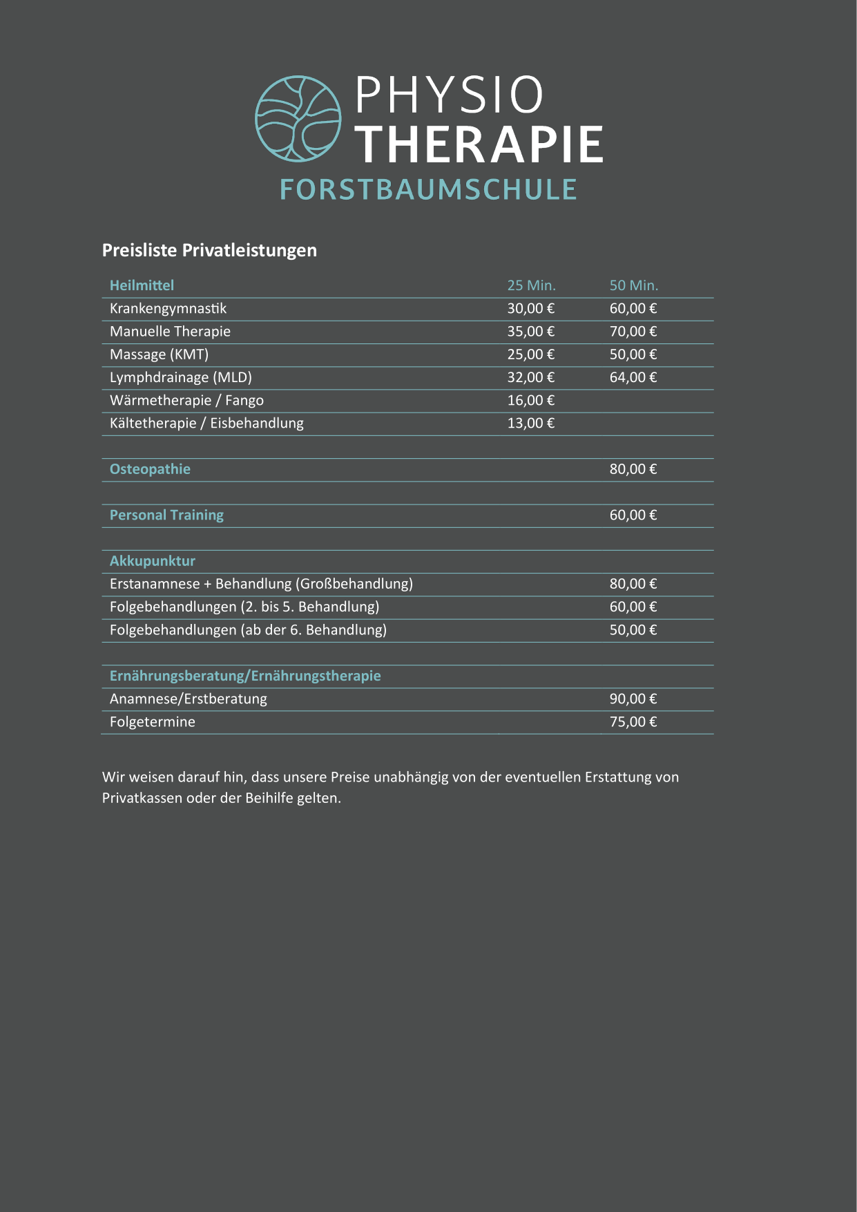 Die Praxis Physiotherapie Forstbaumschule